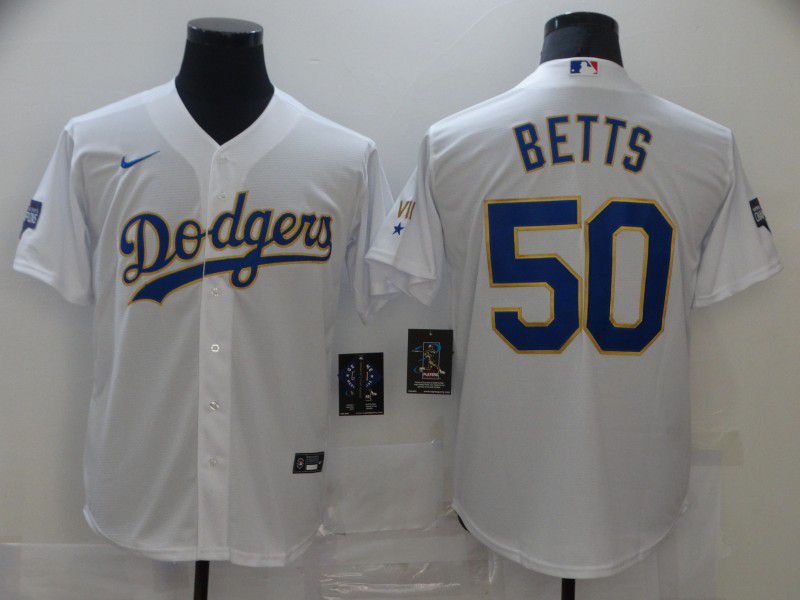 Men Los Angeles Dodgers #50 Betts White Game 2021 Nike MLB Jersey1->los angeles dodgers->MLB Jersey